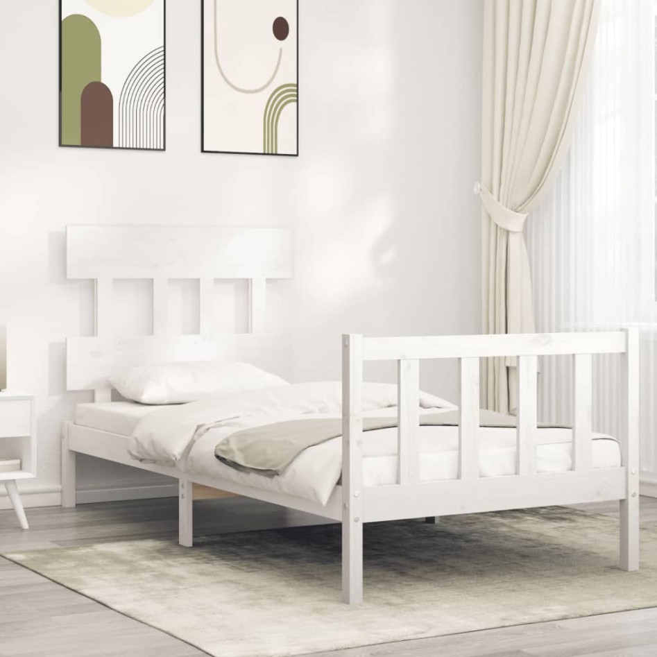 Estructura de cama con cabecero madera maciza