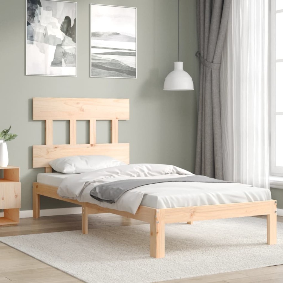 Estructura de cama sin colchón madera maciza de pino 90x200
