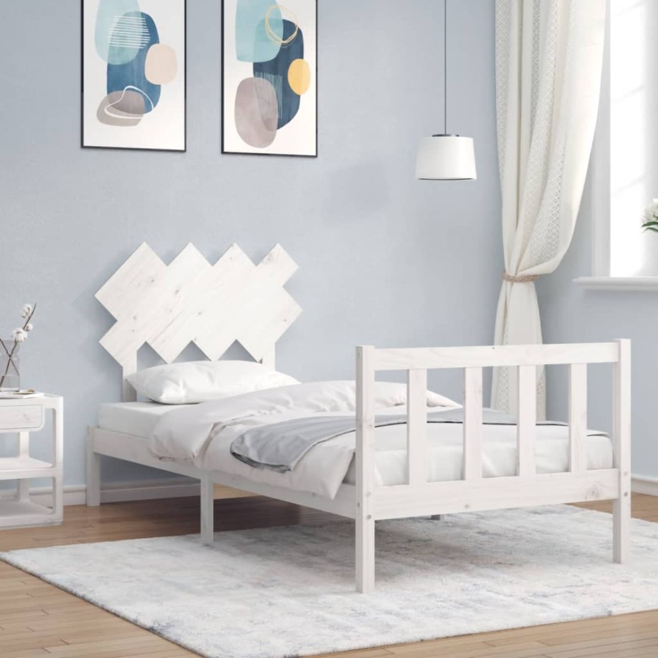 Estructura de cama sin colchón madera de pino blanca 90x200
