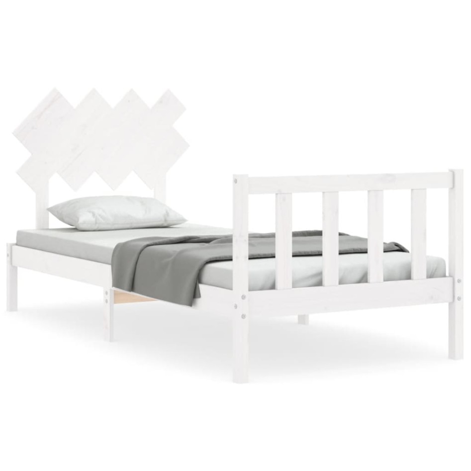 Estructura de cama sin colchón madera de pino blanca 90x200