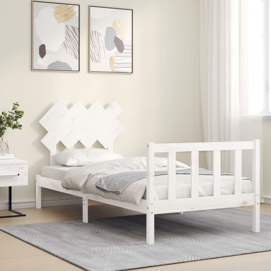 Estructura de cama sin colchón madera de pino blanca 90x200