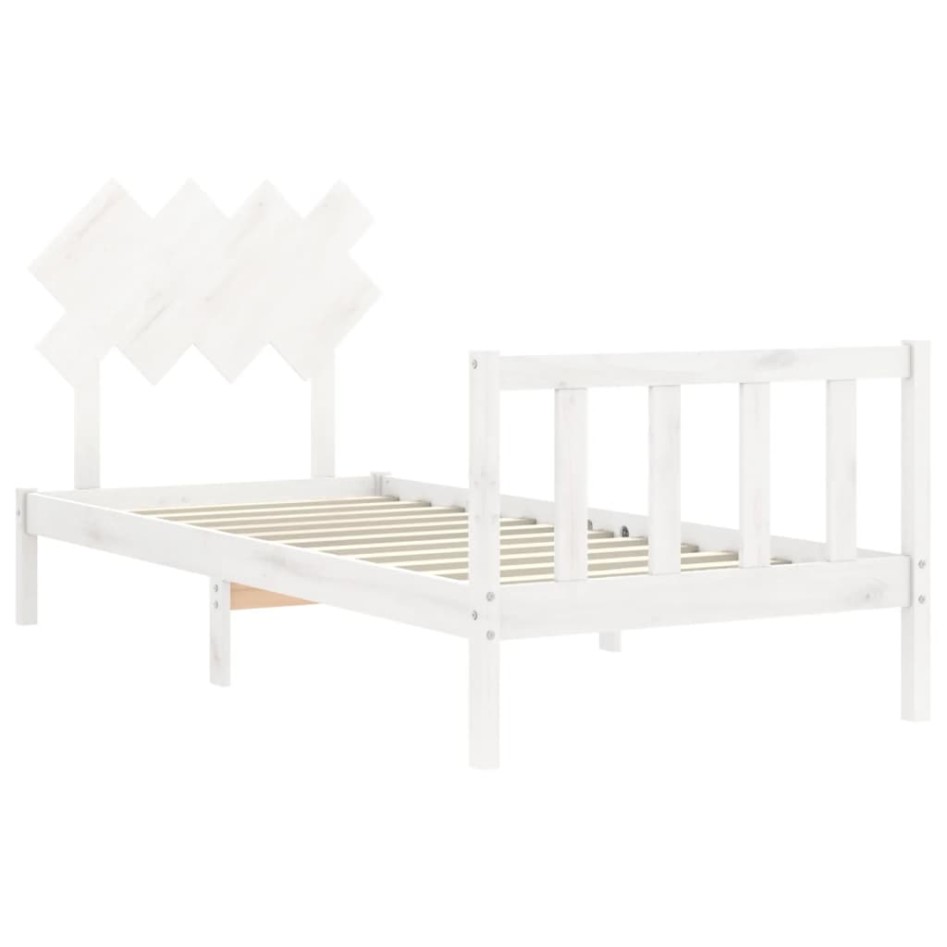 Estructura de cama sin colchón madera de pino blanca 90x200