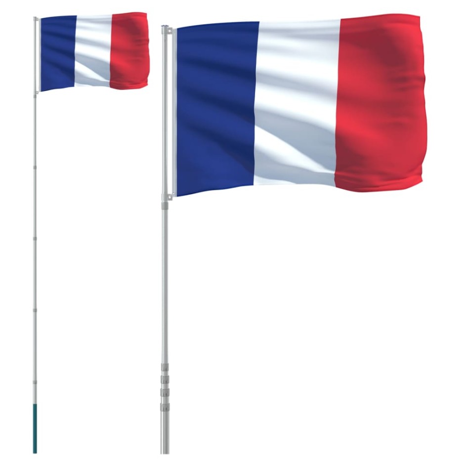 Mástil y bandera de Francia aluminio 5,55