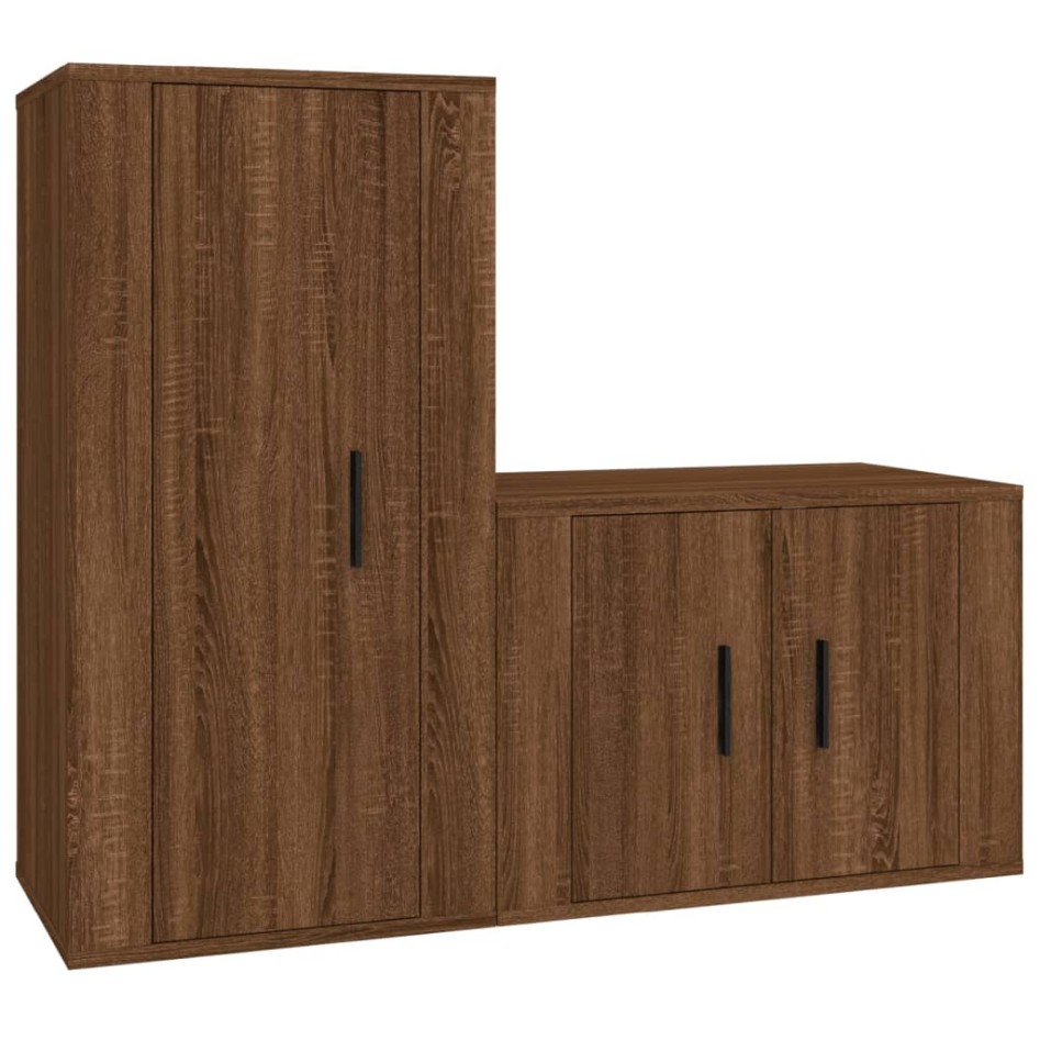 Set de muebles para TV 2 pzas madera contrachapada roble