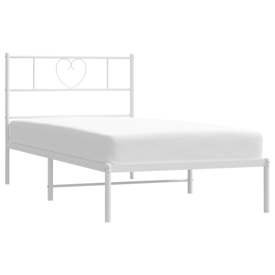 Estructura cama sin colchón con cabecero metal blanco 80x200