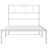 Estructura cama sin colchón con cabecero metal blanco 80x200
