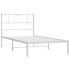 Estructura cama sin colchón con cabecero metal blanco 80x200