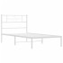 Estructura cama sin colchón con cabecero metal blanco 90x200