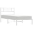 Estructura cama sin colchón con cabecero metal blanco 90x200