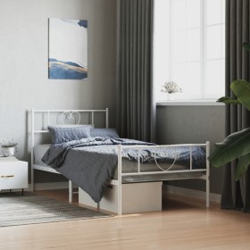 Estructura cama sin colchón con estribo metal blanco 75x190