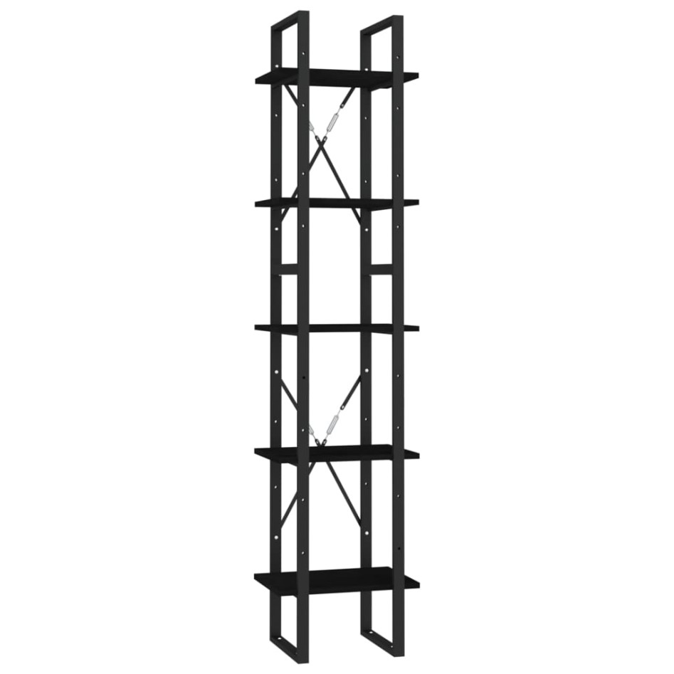 Estantería librería 5 niveles madera de pino negro 40x30x175