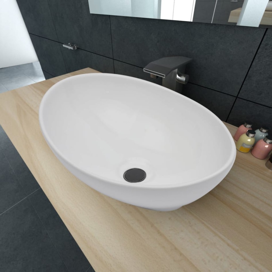 Lavabo ovalado de cerámica blanco 40x33