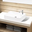 Lavabo de cerámica con orificio de grifo y desagüe blanco