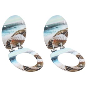 Asiento inodoro WC 2 uds tapa de cierre suave MDF diseño