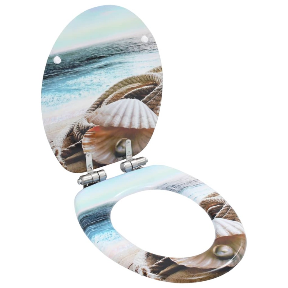 Asiento inodoro WC 2 uds tapa de cierre suave MDF diseño