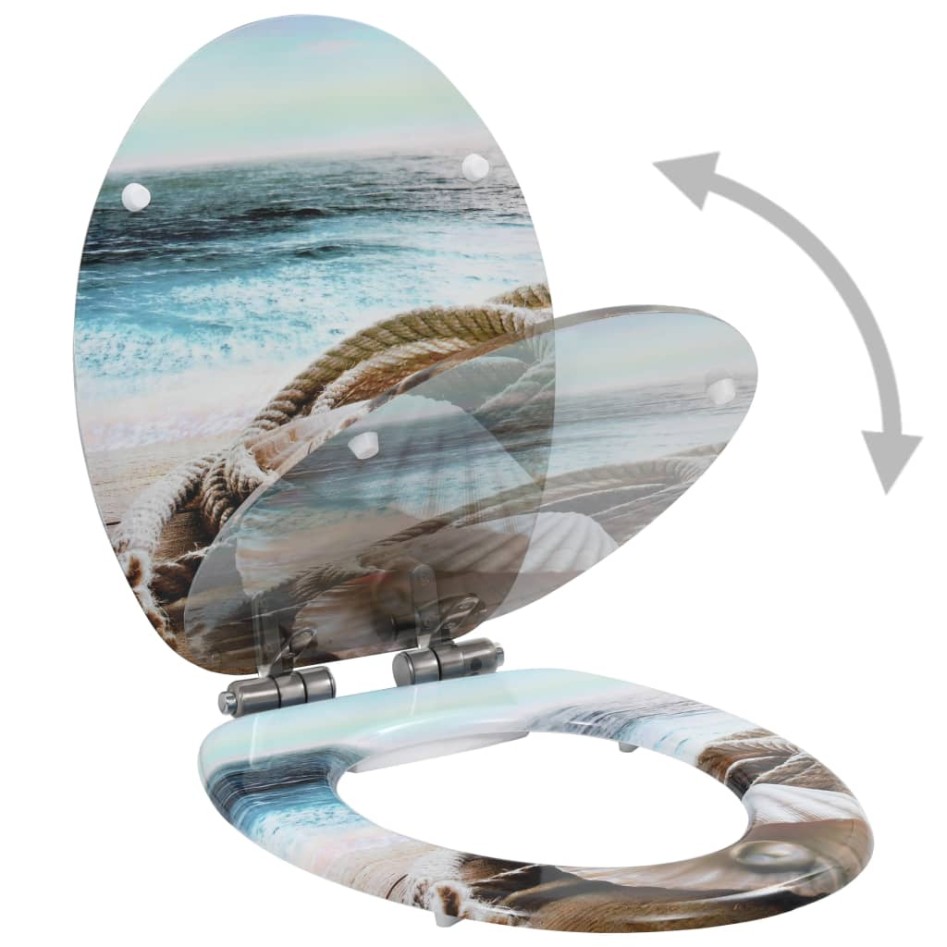 Asiento inodoro WC 2 uds tapa de cierre suave MDF diseño