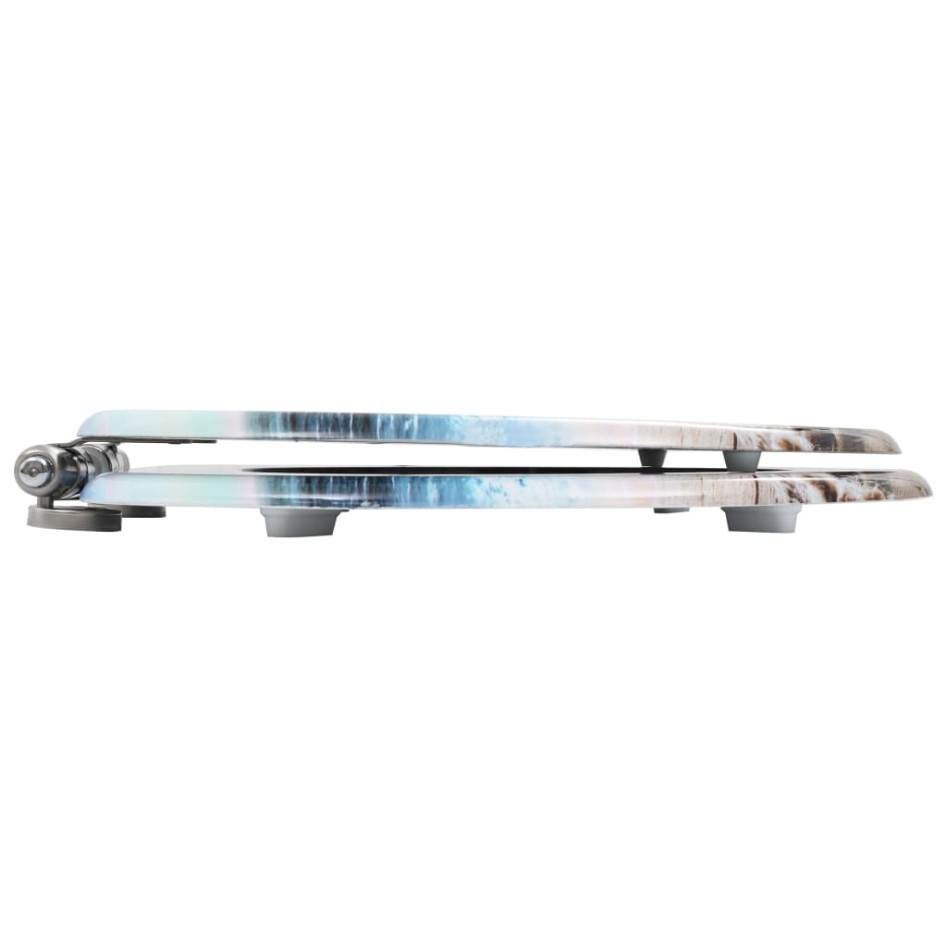 Asiento inodoro WC 2 uds tapa de cierre suave MDF diseño