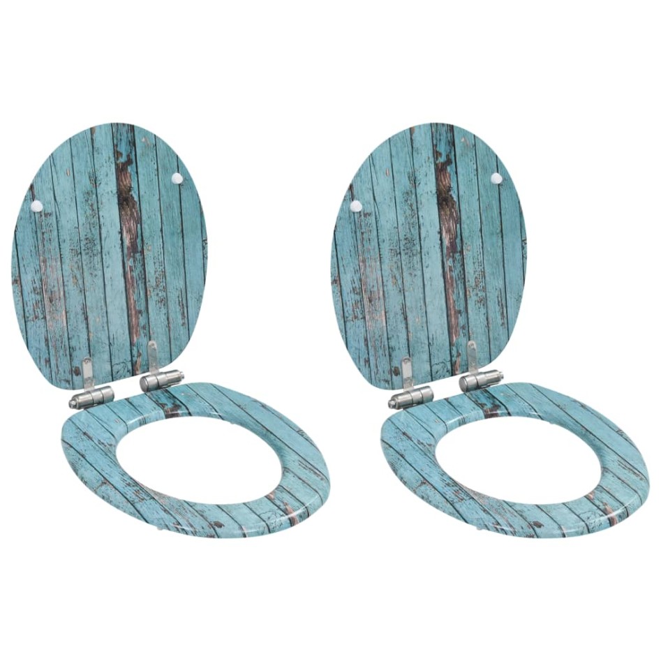 Asiento inodoro WC 2 uds tapa de cierre suave MDF madera