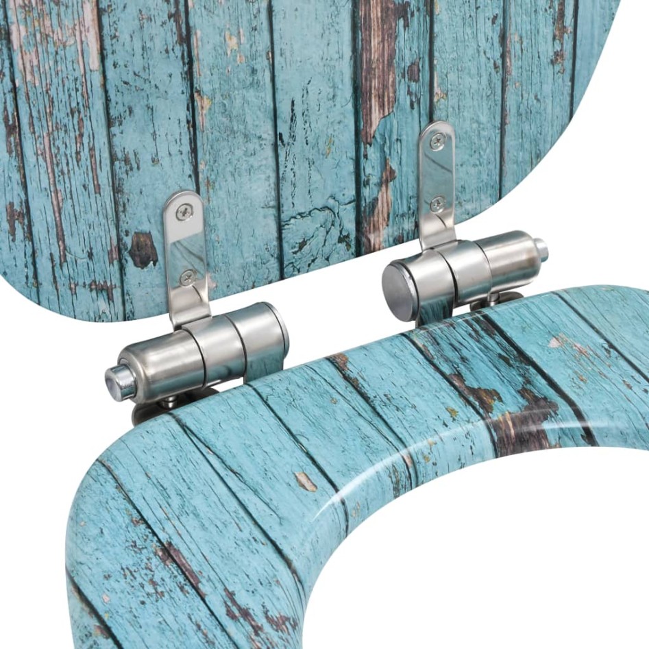 Asiento inodoro WC 2 uds tapa de cierre suave MDF madera