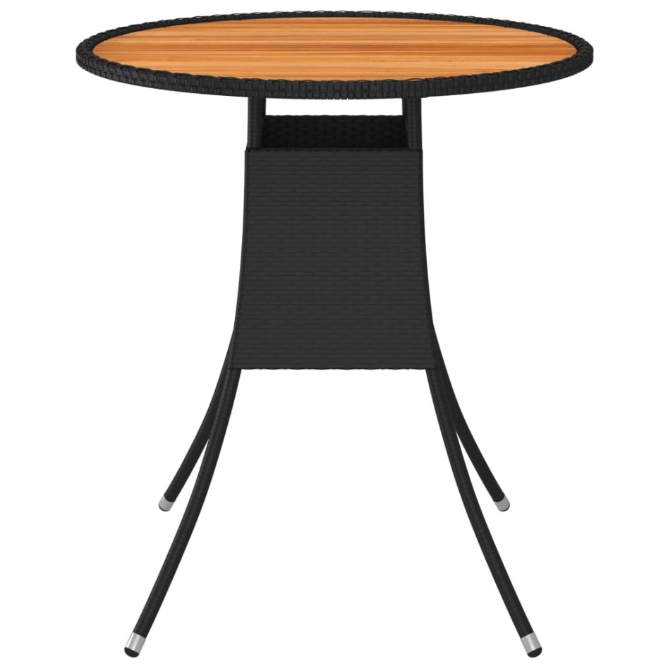 Mesa de comedor de jardín ratán sintético acacia negro Ø 70