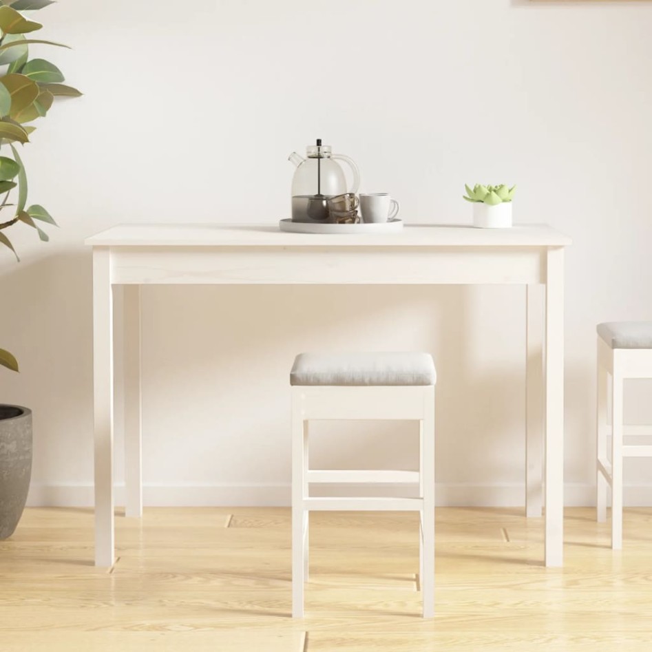 Mesa de comedor madera maciza de pino blanca 110x55x75