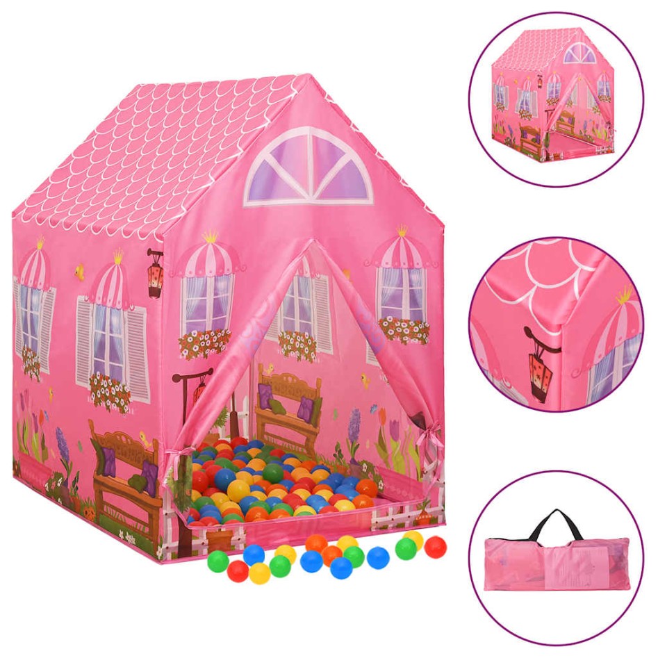 Tienda de juegos para niños con 250 bolas rosa 69x94x104