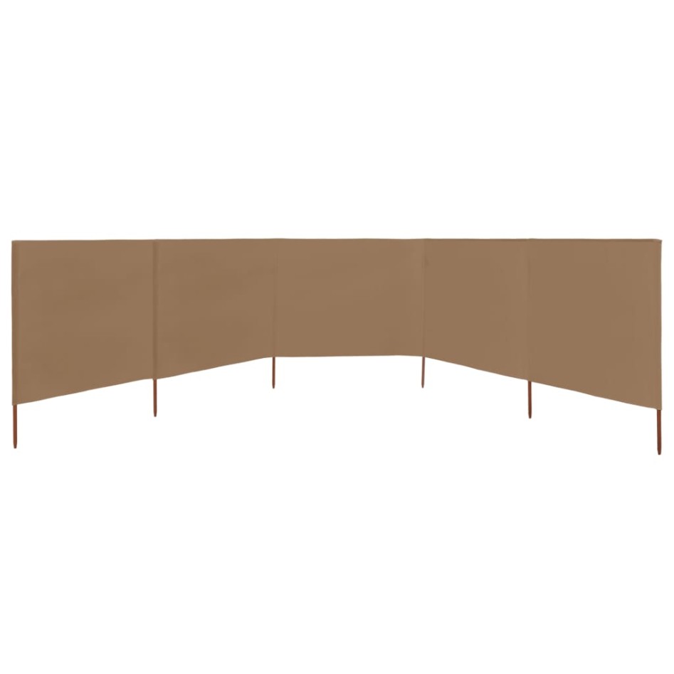 Paravientos de 5 paneles tela gris taupe 600x120