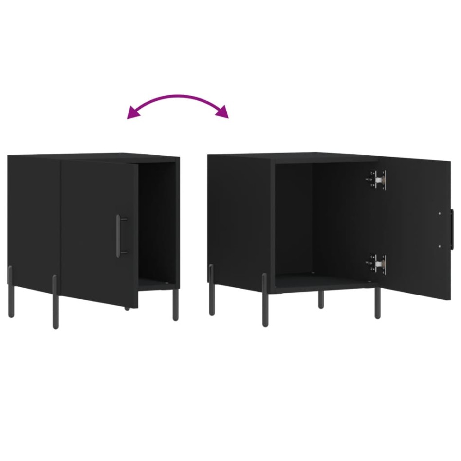 Mesitas de noche 2 uds madera de ingeniería negro 40x40x50