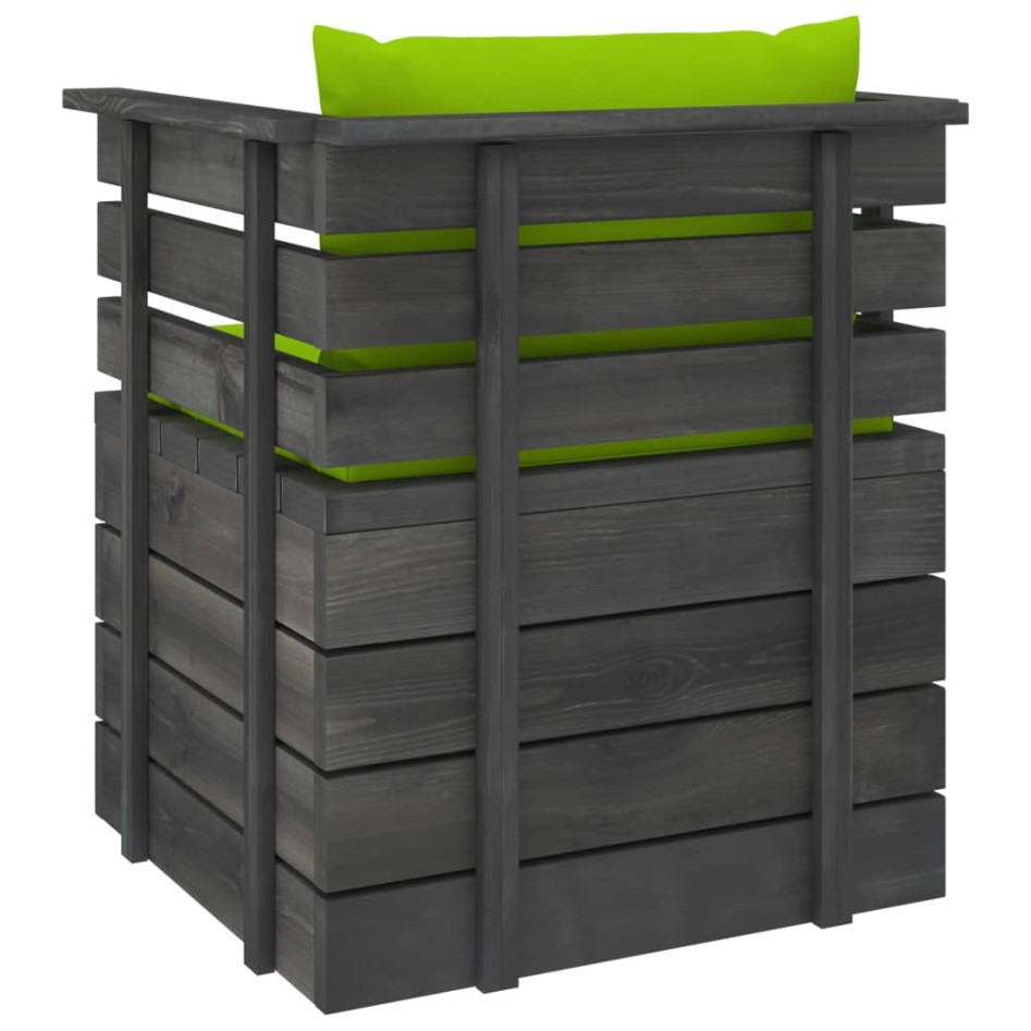 Sillón de jardín con cojines madera de