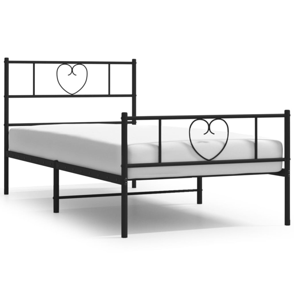 Estructura cama sin colchón con estribo metal negro 75x190