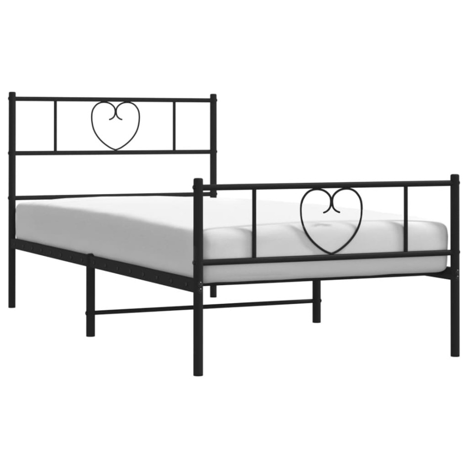 Estructura cama sin colchón con estribo metal negro 75x190