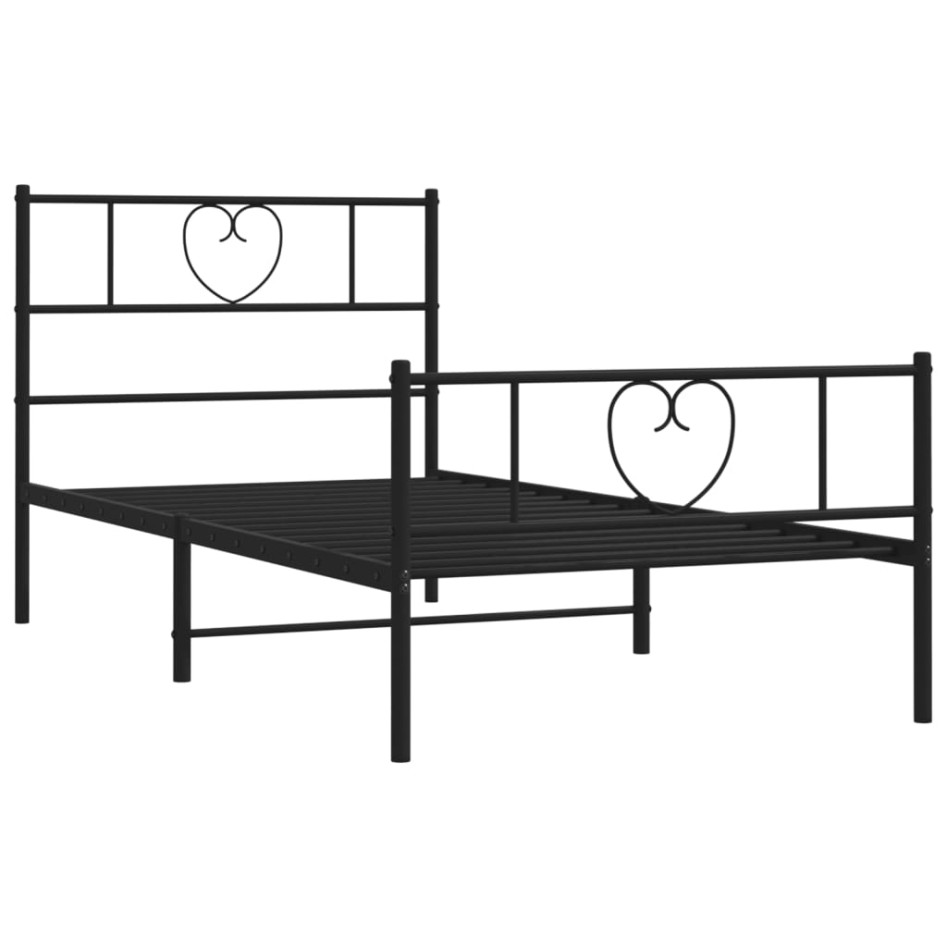 Estructura cama sin colchón con estribo metal negro 75x190