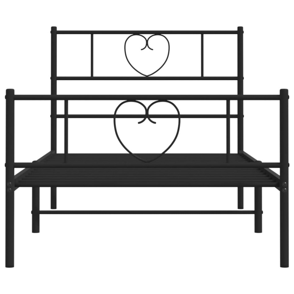 Estructura cama sin colchón con estribo metal negro 75x190