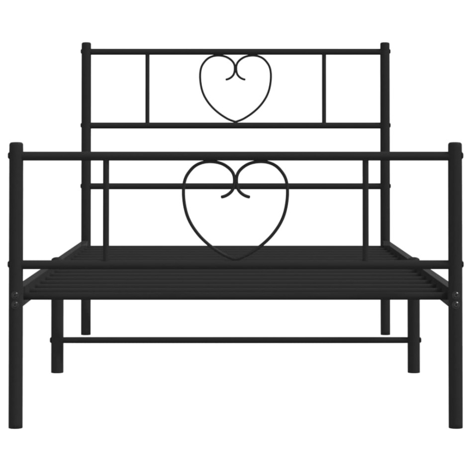 Estructura cama sin colchón con estribo metal negro 90x190