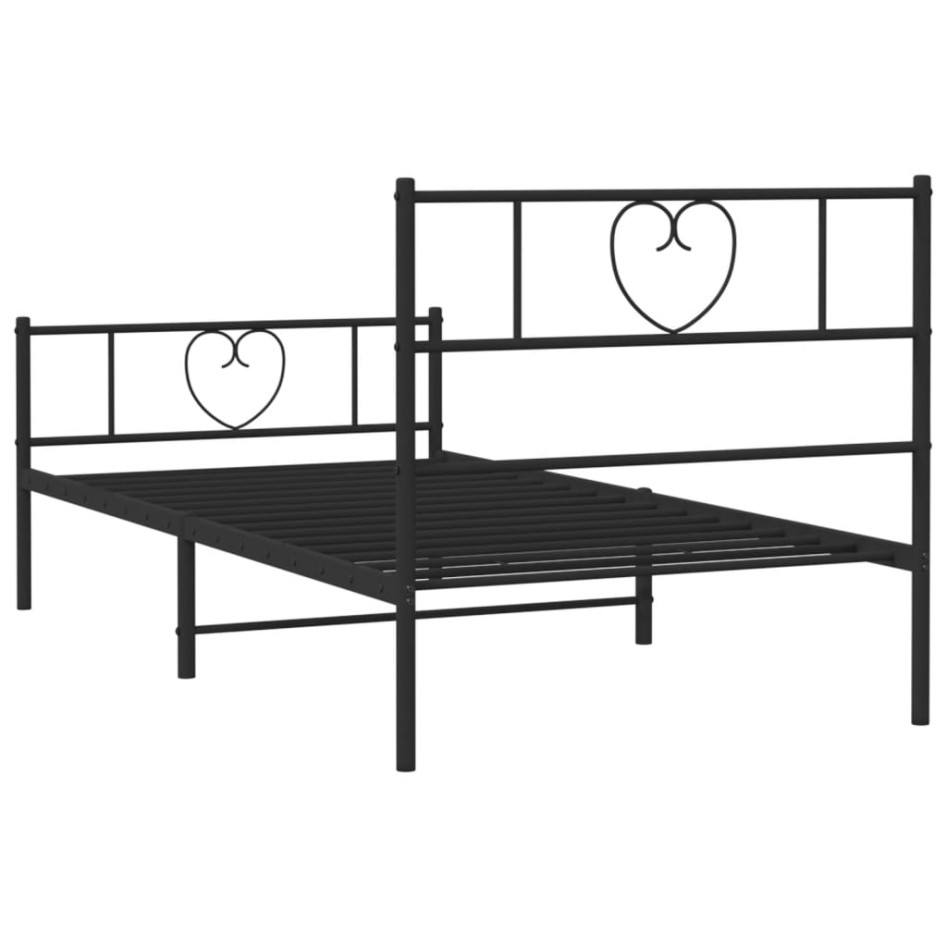 Estructura cama sin colchón con estribo metal negro 90x190
