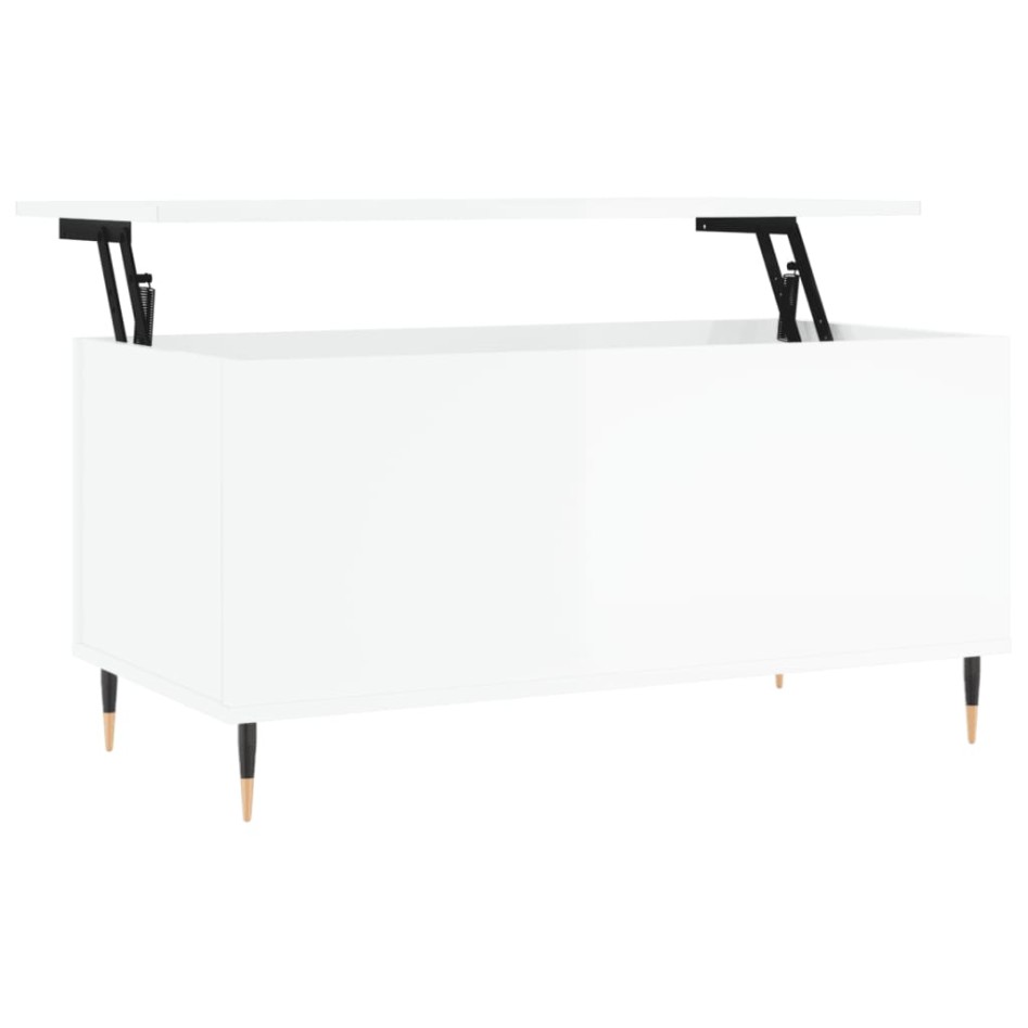 Mesa de centro madera contrachapada blanco brillo 90x44,5x45