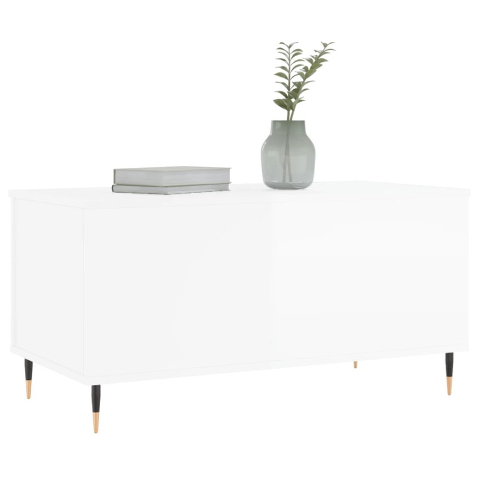 Mesa de centro madera contrachapada blanco brillo 90x44,5x45
