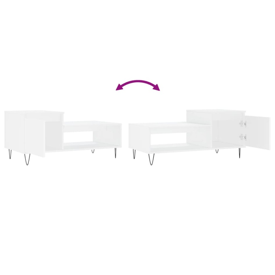 Mesa de centro madera contrachapada blanco 100x50x45