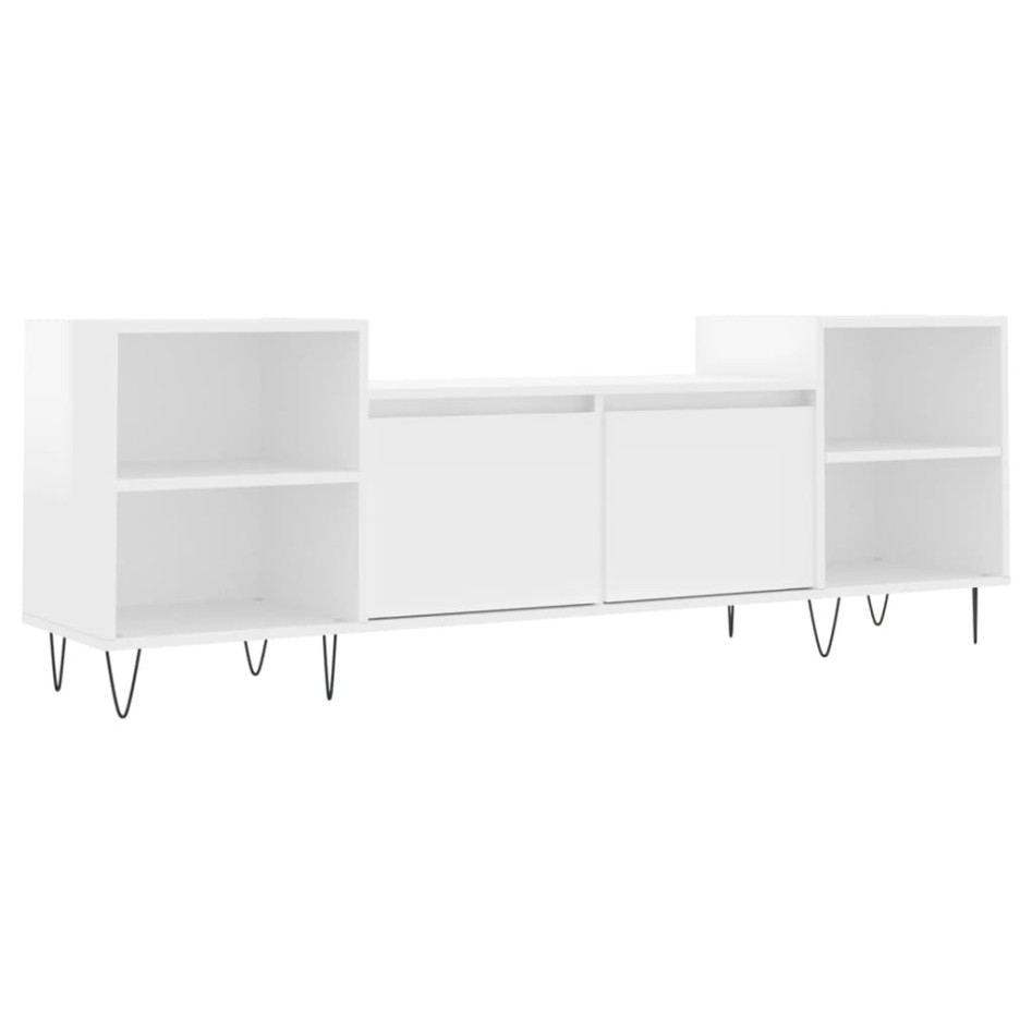 Mueble para TV madera contrachapada blanco brillo 160x35x55