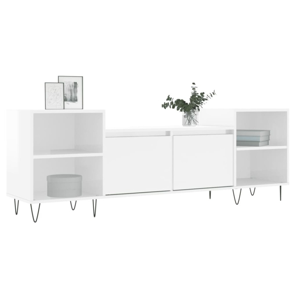 Mueble para TV madera contrachapada blanco brillo 160x35x55