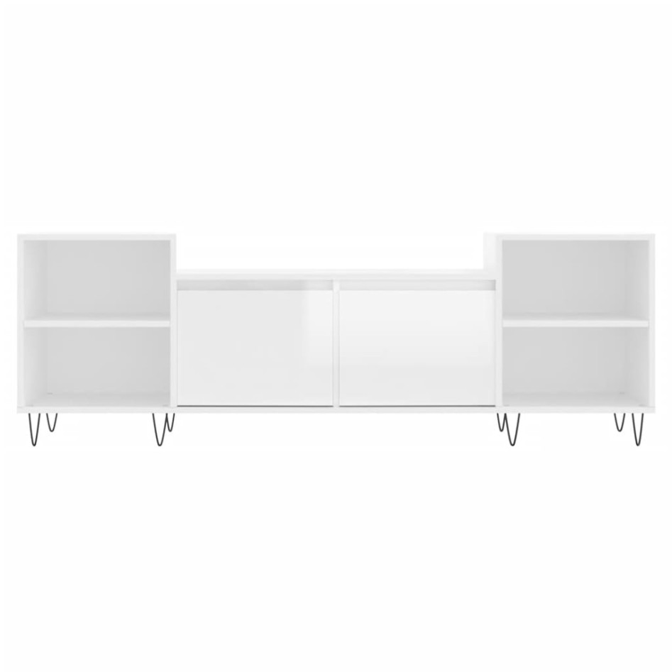 Mueble para TV madera contrachapada blanco brillo 160x35x55