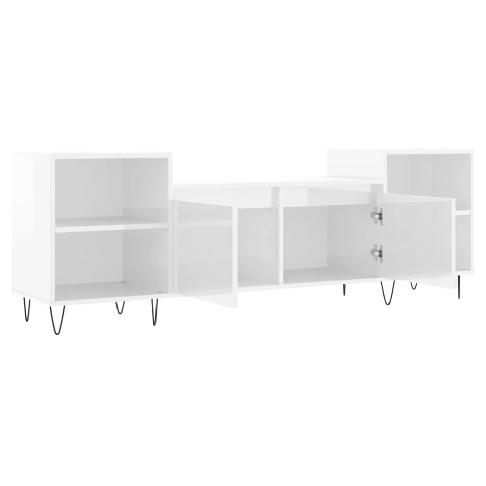 Mueble para TV madera contrachapada blanco brillo 160x35x55