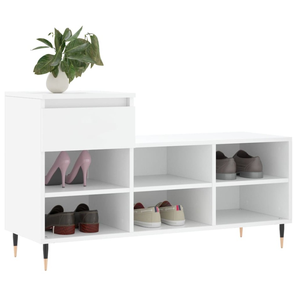 Mueble zapatero madera contrachapada blanco 102x36x60