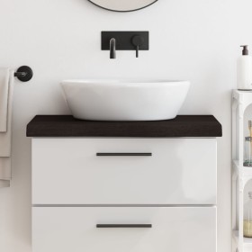 Encimera baño madera maciza tratada marrón oscuro