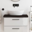 Encimera baño madera maciza tratada marrón oscuro 80x40x(2-6)cm