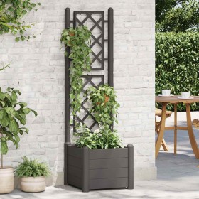 Jardinera con enrejado PP gris antracita 43x43x142
