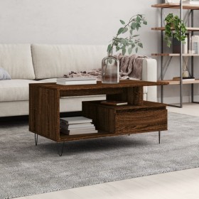 Mesa de centro madera contrachapada roble marrón 90x49x45