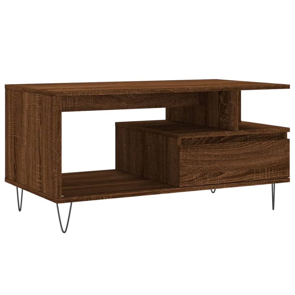 Mesa de centro madera contrachapada roble marrón 90x49x45