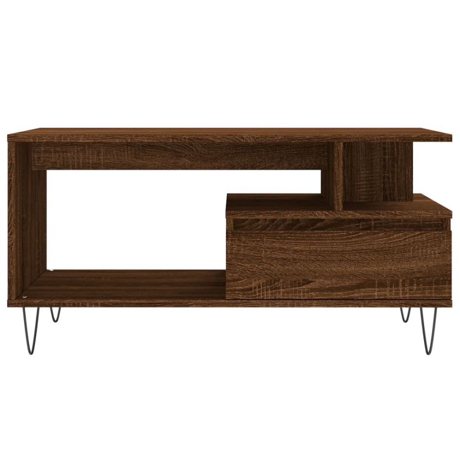 Mesa de centro madera contrachapada roble marrón 90x49x45