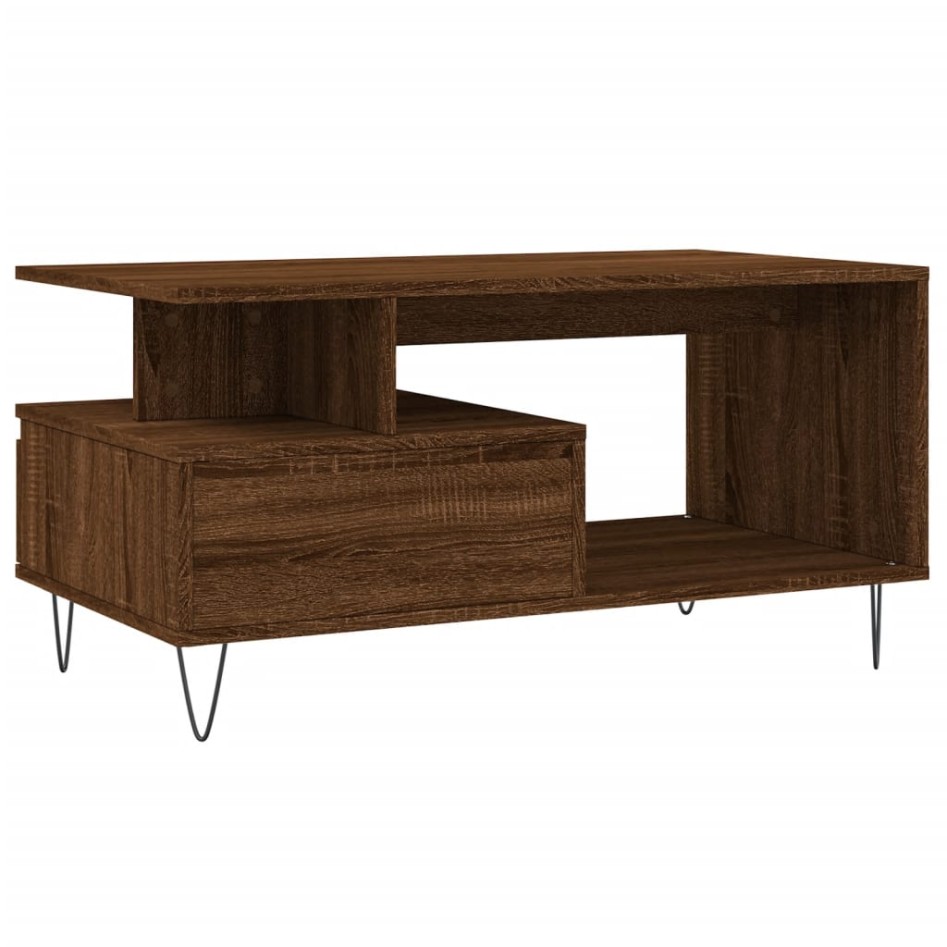 Mesa de centro madera contrachapada roble marrón 90x49x45